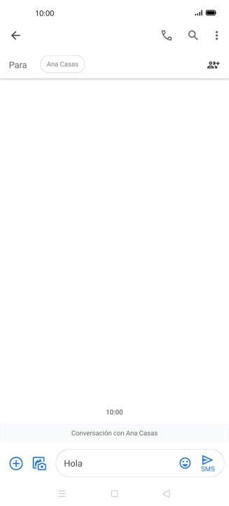 Pulsa el icono de envío cuando termines de escribir el mensaje corto.