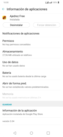 Pulsa Almacenamiento.