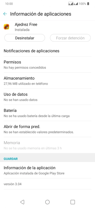 Pulsa Almacenamiento.