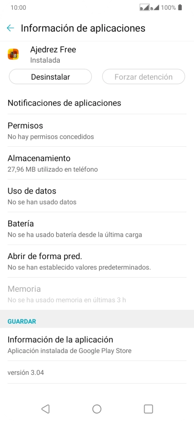 Pulsa Almacenamiento.
