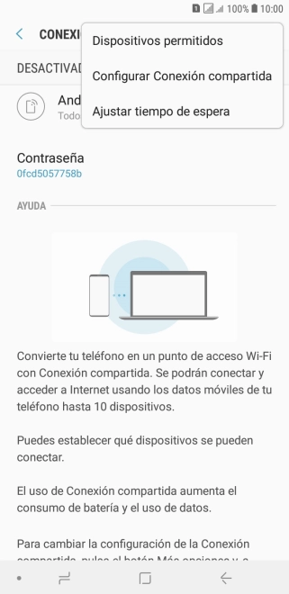 Pulsa Configurar Conexión compartida.