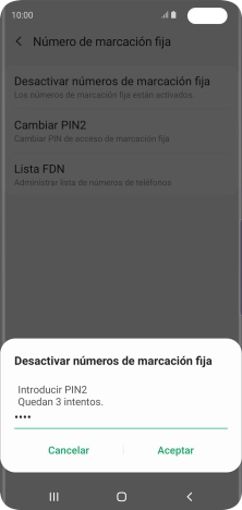 Introduce el código PIN2 y pulsa Aceptar.