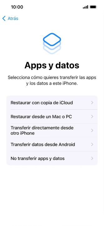 Puedes transferir el contenido de otro teléfono Android cuando el teléfono se activa antes de utilizarlo por primera vez y cuando lo restableces. Cuando aparece esta imagen de pantalla, el teléfono está listo para la transferencia de contenido desde otro teléfono Android.