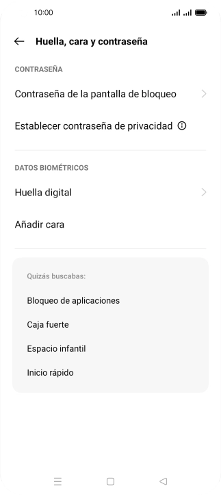 Pulsa Huella digital e introduce el código de seguridad extra que has creado anteriormente.