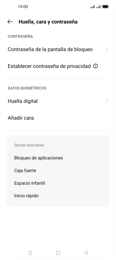 Pulsa Huella digital e introduce el código de seguridad extra que has creado anteriormente.