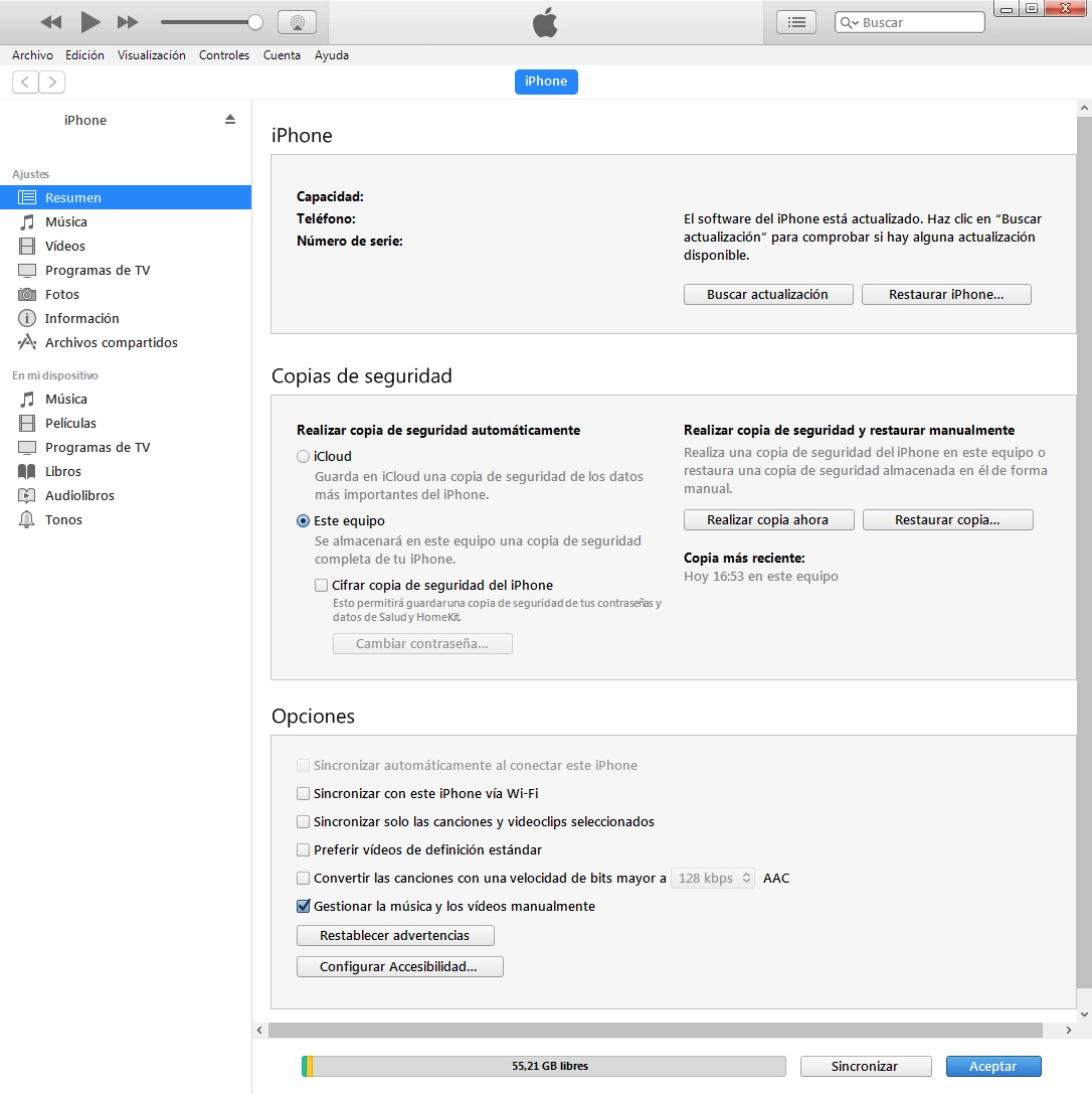 Haz clic en Restaurar copia....
