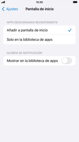 Para añadir nuevas apps descargadas a la pantalla de inicio y a la biblioteca de apps, pulsa Añadir a pantalla de inicio.