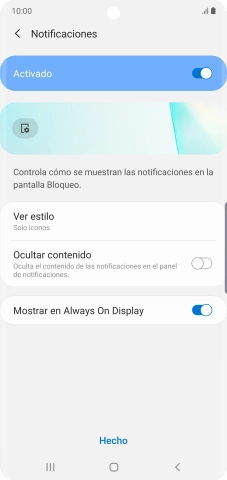 Pulsa el indicador para activar o desactivar la función.