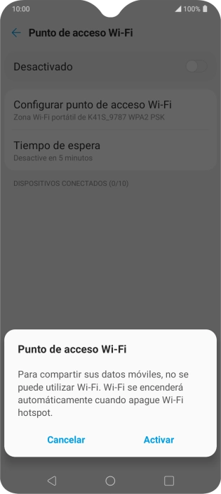 Si la función de wifi está activada, pulsa Activar.