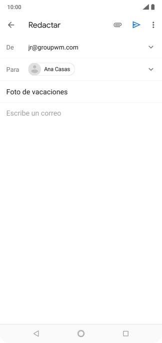 Pulsa en el campo de escritura  y escribe el texto del correo electrónico.