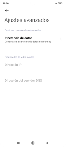 Pulsa Itinerancia de datos.