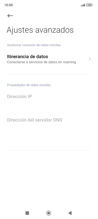 Pulsa Itinerancia de datos.