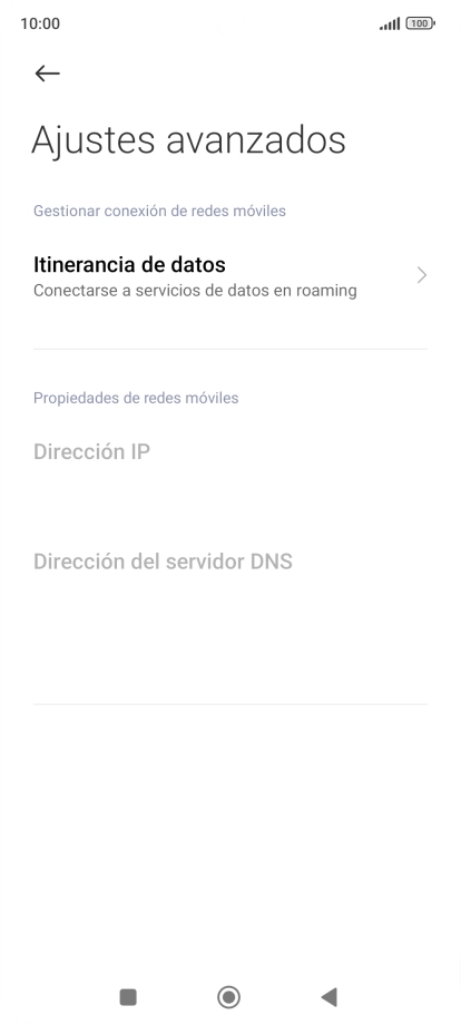 Pulsa Itinerancia de datos.