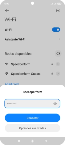 Introduce la contraseña de la red wifi y pulsa Conectar.