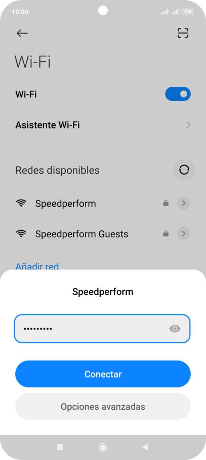 Introduce la contraseña de la red wifi y pulsa Conectar.