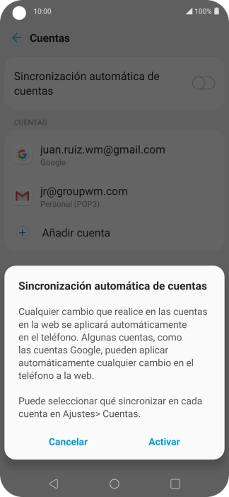 Si activas la función, pulsa Activar.