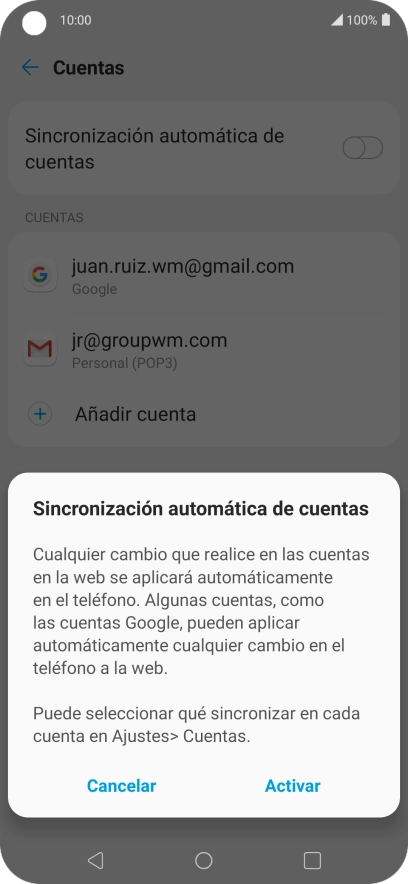 Si activas la función, pulsa Activar.