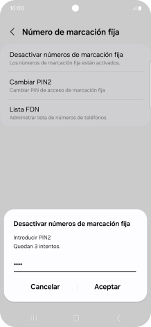 Introduce el código PIN2 y pulsa Aceptar.
