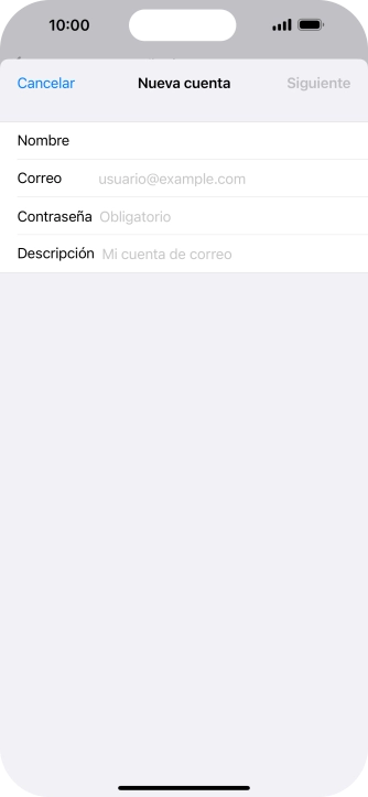 Pulsa Correo e introduce tu dirección de correo electrónico.