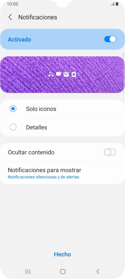 Pulsa los ajustes deseados para activarlos o desactivarlos.