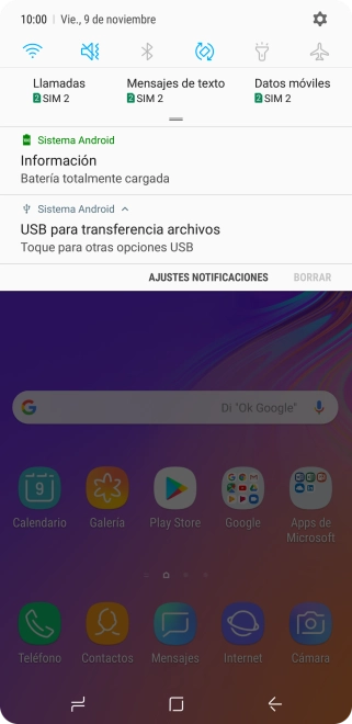 Pulsa Toque para otras opciones USB.