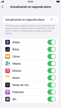 Pulsa Actualización en segundo plano.