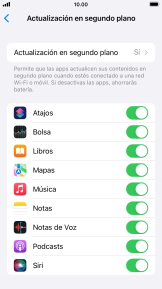 Pulsa Actualización en segundo plano.