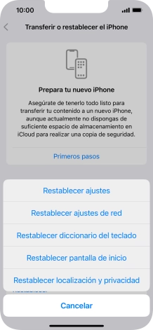 Pulsa Restablecer ajustes de red.