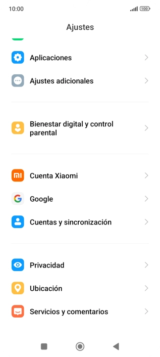 Pulsa Cuentas y sincronización.