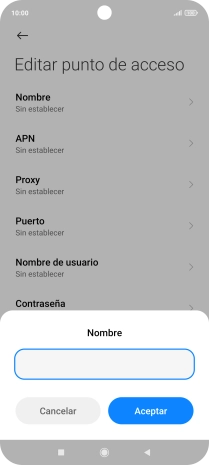 Introduce Vodafone Internet y pulsa Aceptar.