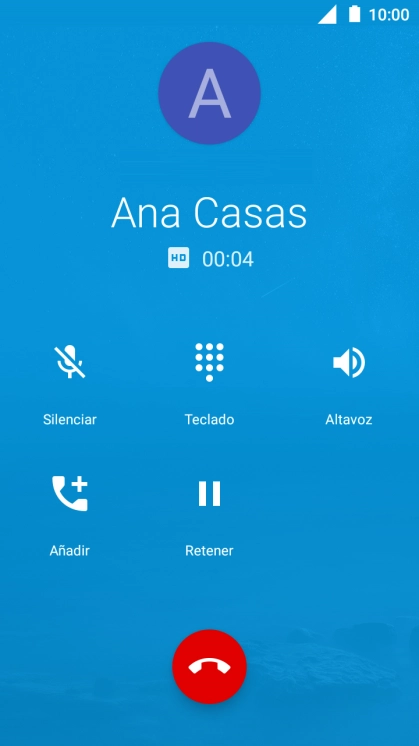 Pulsa el icono de finalizar llamada.