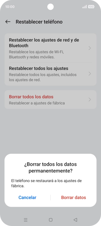 Pulsa Borrar datos. Pulsa Borrar datos.