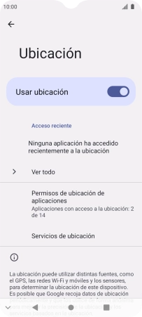 Pulsa Permisos de ubicación de aplicaciones.