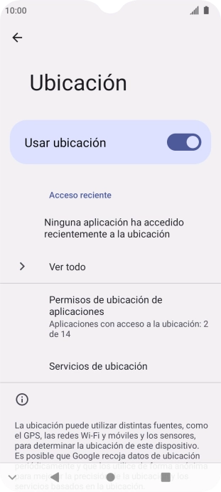 Pulsa Permisos de ubicación de aplicaciones.