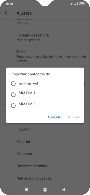 Pulsa la tarjeta SIM deseada.
