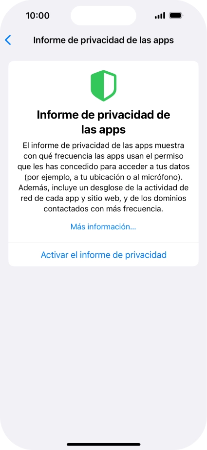 Pulsa Activar el informe de privacidad para activar la función.