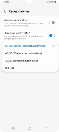 Pulsa el tipo de red deseado.