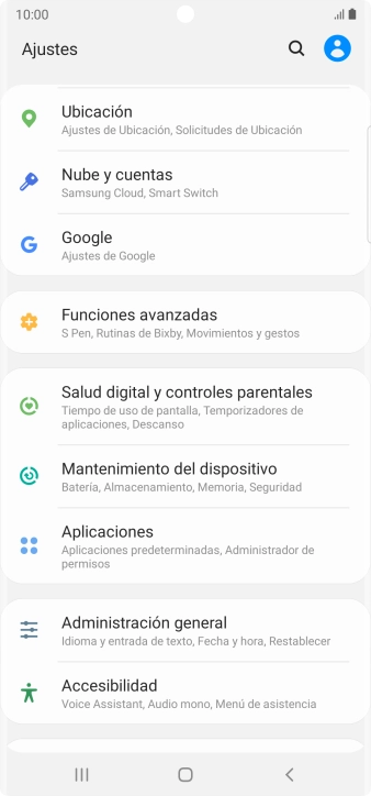 Pulsa Nube y cuentas.
