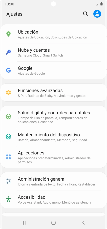 Pulsa Nube y cuentas.