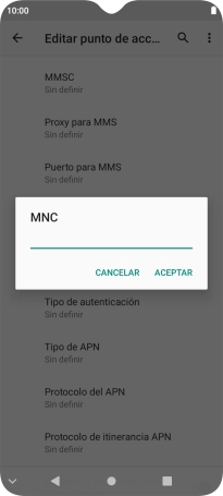 Introduce 01 y pulsa ACEPTAR.