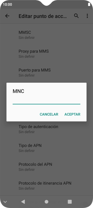 Introduce 01 y pulsa ACEPTAR.