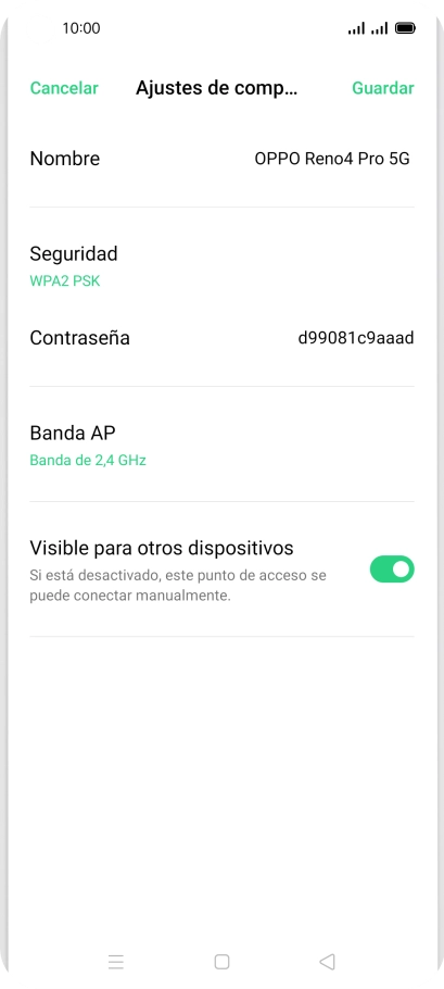 Pulsa Nombre e introduce el nombre deseado de la conexión wifi.