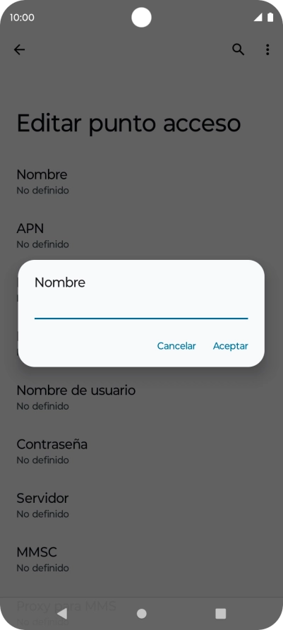 Introduce Vodafone Internet y pulsa Aceptar.