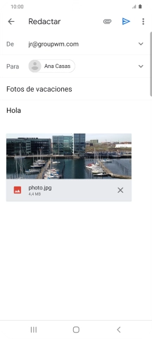Pulsa el icono de envío cuando termines de escribir el correo electrónico.