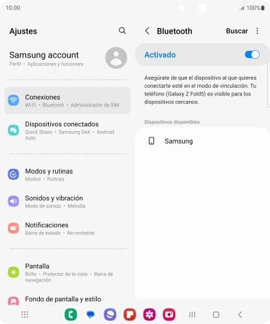 Pulsa el dispositivo Bluetooth deseado y sigue las indicaciones de la pantalla para vincular el dispositivo al teléfono. Pulsa el dispositivo Bluetooth deseado y sigue las indicaciones de la pantalla para vincular el dispositivo al teléfono.