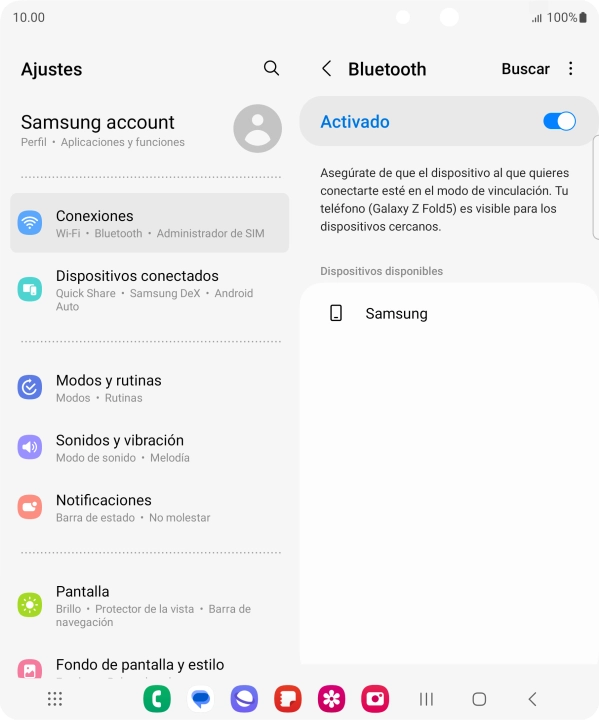 Pulsa el dispositivo Bluetooth deseado y sigue las indicaciones de la pantalla para vincular el dispositivo al teléfono. Pulsa el dispositivo Bluetooth deseado y sigue las indicaciones de la pantalla para vincular el dispositivo al teléfono.