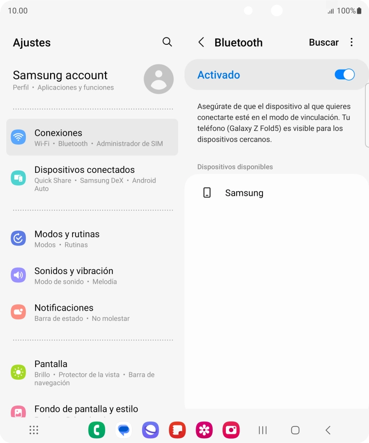 Pulsa el dispositivo Bluetooth deseado y sigue las indicaciones de la pantalla para vincular el dispositivo al teléfono. Pulsa el dispositivo Bluetooth deseado y sigue las indicaciones de la pantalla para vincular el dispositivo al teléfono.