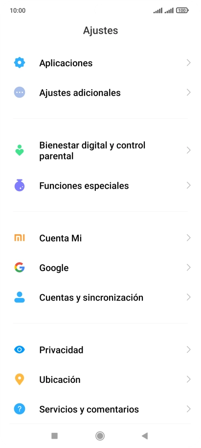 Pulsa Cuentas y sincronización.