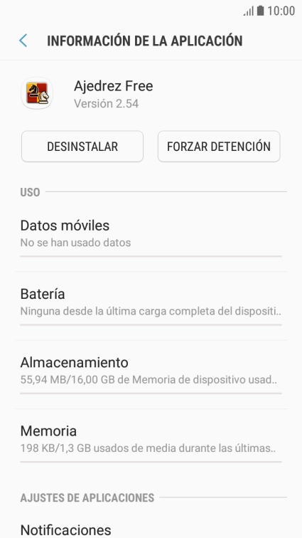 Pulsa Almacenamiento.