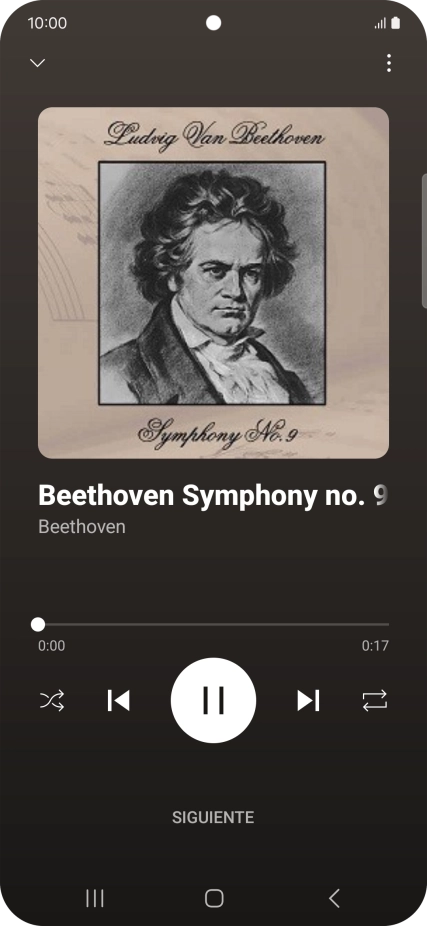 Pulsa la flecha hacia la derecha para ir al archivo de música siguiente.